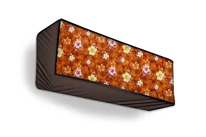 The Furnishing Tree Split AC cover for indoor and outdoor unit of 1.5 ton waterproof and dustproof Brown and Orange Floral pattern-thumb3