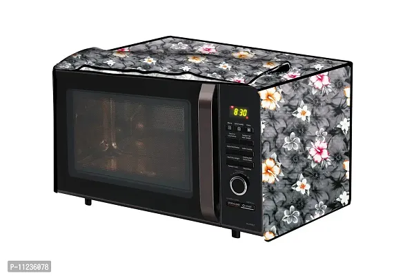 The Furnishing Tree Microwave Oven Cover for Electrolux 20 L Grill G20M.WW-CG Floral Pattern Grey-thumb0