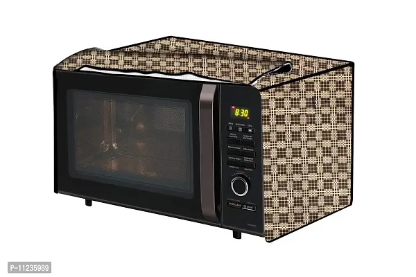 The Furnishing Tree Microwave Oven Cover for LG 20 L Solo MS2043DB Checkered Pattern Brown-thumb0