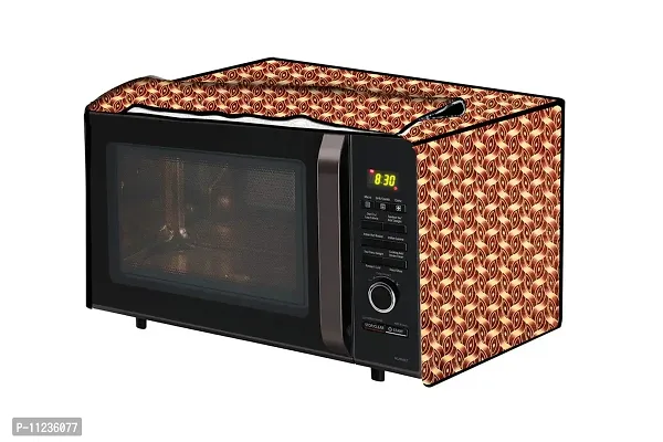 The Furnishing Tree Microwave Oven Cover for Whirlpool 20 L Convection Magicook Interlocked Ropes Pattern Brown-thumb0