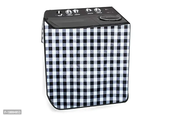 The Furnishing Tree Washing Machine Cover Gingham Pattern Black & White Compatible for Whirlpool 11 Kg Semi-Automatic Top Loading Ace XL-thumb0