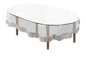 The Furnishing Tree Round Shaped 4 Seater Transparent Table Cover WxL 60x60 inches 0.15 mm Thickness with White Lace-thumb2