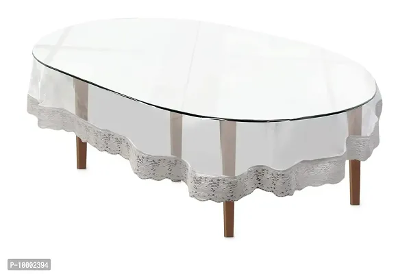 The Furnishing Tree Round Shaped 4 Seater Transparent Table Cover WxL 60x60 inches 0.15 mm Thickness with White Lace-thumb3