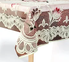 The Furnishing Tree 100 % Cotton Table Cover Lotus Pattern for Center Table (40x60 inches) Red & Black Color-thumb4