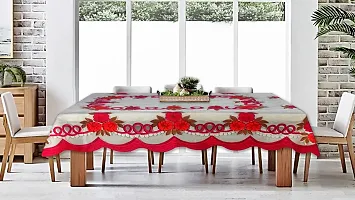 The Furnishing Tree 100 % Cotton Table Cover Floral Pattern for 6 Seater Table (60x90 inches) Red & Pink Color-thumb1