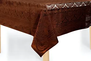 The Furnishing Tree 100 % Cotton Table Cover Traditional Pattern for 6 Seater Table (60x90 inches) Coffee Color-thumb4