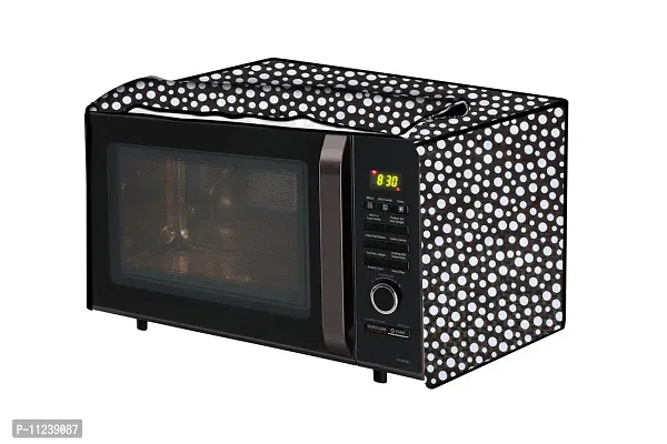 The Furnishing Tree Microwave Oven Cover for Samsung 28 L Convection MC28H5025VK Polka dot Pattern Black-thumb0