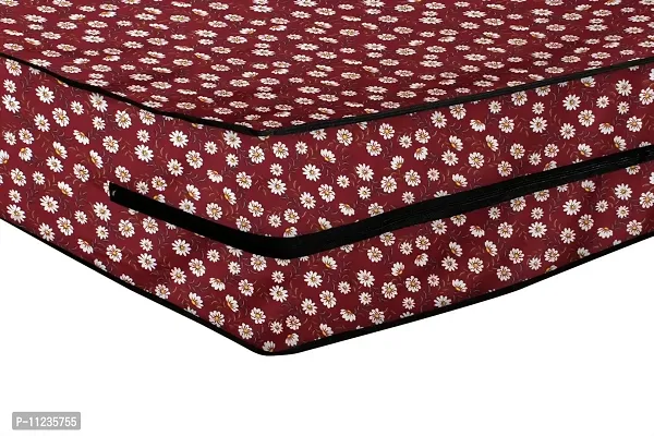 The Furnishing Tree Polyester Waterproof Single Size 36X75X5 inches (WxLxH) Zippered Mattress Cover Brick Red Floral-thumb5