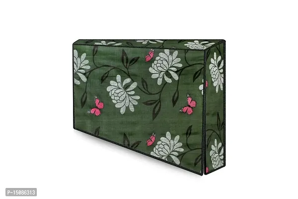 The Furnishing Tree Waterproof LED TV Cover for All 24 Inch Models Petals Pattern Green