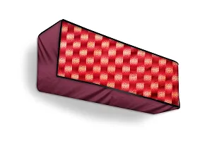 The Furnishing Tree Split AC cover for indoor and outdoor unit of 1.5 ton waterproof and dustproof Maroon and Yellow different check pattern-thumb3