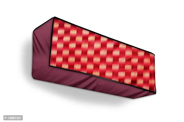 The Furnishing Tree Split AC cover for indoor and outdoor unit of 1.5 ton waterproof and dustproof Maroon and Yellow different check pattern-thumb4