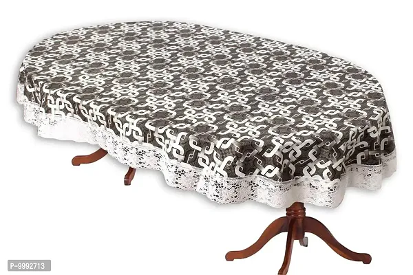 The Furnishing Tree Oval Shaped 4 to 6 Seater Table Cover WxL 54x78 inches with White Border lace