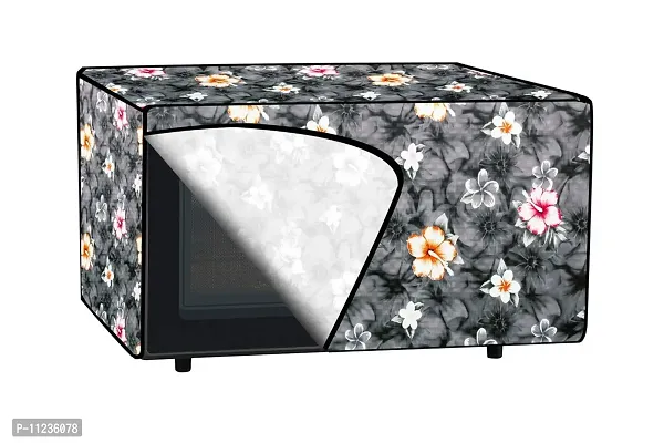 The Furnishing Tree Microwave Oven Cover for Electrolux 20 L Grill G20M.WW-CG Floral Pattern Grey-thumb5
