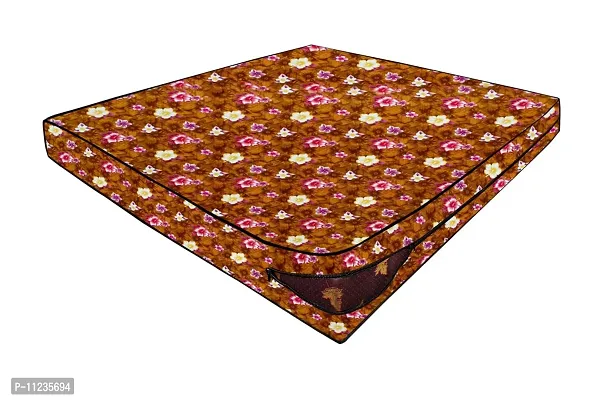 The Furnishing Tree Polyester Waterproof Single Size 36X75X5 inches (WxLxH) Zippered Mattress Cover Orange Floral-thumb2