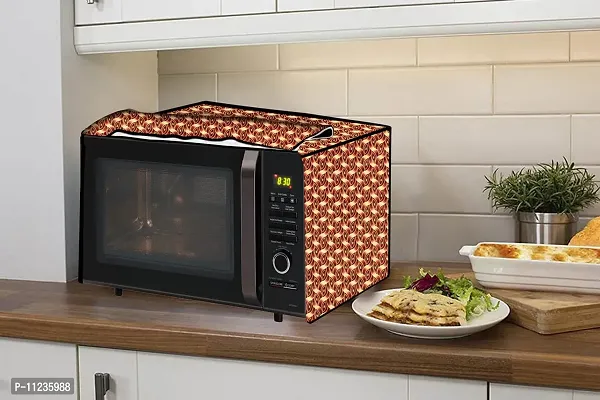 The Furnishing Tree Microwave Oven Cover for Panasonic 20 L Grill NN-GT221WF Interlocked Ropes Pattern Brown-thumb3