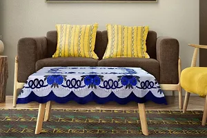 The Furnishing Tree 100 % Cotton Table Cover Traditional Pattern for Center Table (40x60 inches) Blue & Navy Blue Color-thumb1