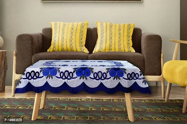 The Furnishing Tree 100 % Cotton Table Cover Traditional Pattern for Center Table (40x60 inches) Blue & Navy Blue Color-thumb2