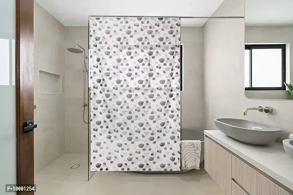 The Furnishing Tree Shower Curtains 7 feet Height 4.5 feet Width Grey Color Floral Pattern with 8 Hooks-thumb0