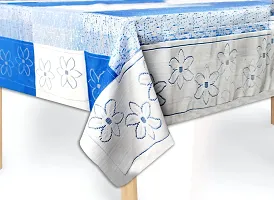 The Furnishing Tree 100 % Cotton Table Cover Floral Pattern for 6 Seater Table (60x90 inches) Blue & White Color-thumb4