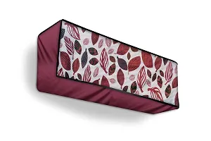 The Furnishing Tree Split AC cover for indoor and outdoor unit of 1.5 ton waterproof and dustproof Maroon leaves pattern-thumb3