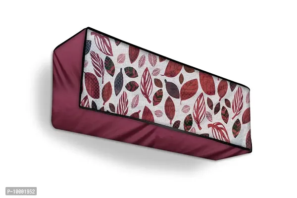 The Furnishing Tree Split AC cover for indoor and outdoor unit of 1.5 ton waterproof and dustproof Maroon leaves pattern-thumb4