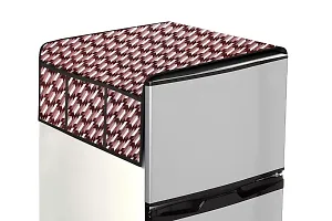 The Furnishing Tree Waterproof Fridge Top Cover with 6 pockets LxW 22x39 Inch Symmetric Pattern Maroon, Wipeable-thumb1