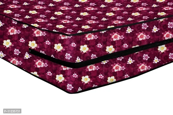 The Furnishing Tree Waterproof Polyester Twin Size 36X75X6 inches (WxLxH) Zippered Mattress Cover Maroon Floral Set of 2-thumb5