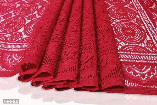 The Furnishing Tree 100 % Cotton Table Cover Traditional Pattern for Center Table (40x60 inches) Red Color-thumb4