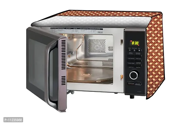 The Furnishing Tree Microwave Oven Cover for Panasonic 20 L Grill NN-GT221WF Interlocked Ropes Pattern Brown-thumb0