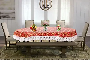 The Furnishing Tree Oval Shaped 10 Seater Table Cover WxL 60x120 inches with White Border lace-thumb4