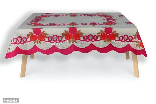 The Furnishing Tree 100 % Cotton Table Cover Floral Pattern for 6 Seater Table (60x90 inches) Red & Pink Color