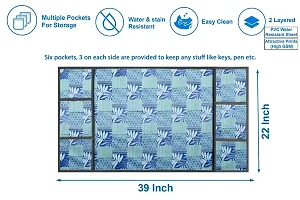 The Furnishing Tree Waterproof Fridge Top Cover with 6 pockets LxW 22x39 Inch Surface Pattern Blue, Wipeable-thumb3