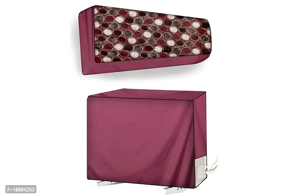 The Furnishing Tree Split AC Cover set of Indoor and Outdoor Unit used for 1.5 Ton Amazon Basics ?AB2021INAC004 Abstract Pattern Maroon on Maroon base