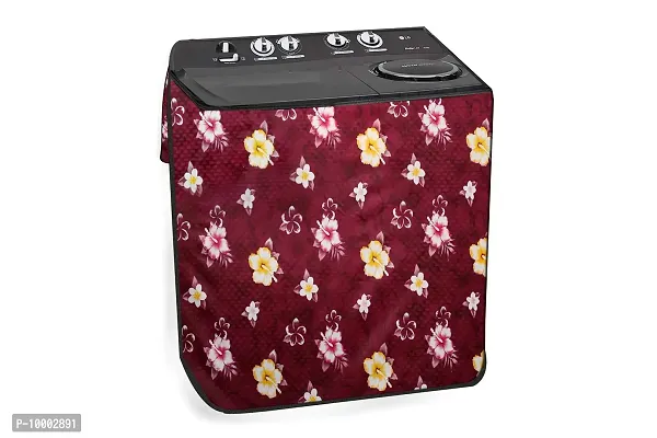 The Furnishing Tree Washing Machine Cover Floral Red Compatible for GODREJ 7.5KG Semi-Automatic Top Loading WSEDGE 75 5.0 TB3 M WNRD