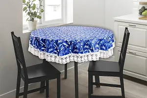 The Furnishing Tree Round Shaped 8 Seater Table Cover WxL 90x90 inches with White Border lace-thumb1