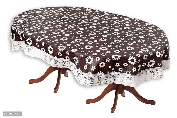 The Furnishing Tree Oval Shaped 4 to 6 Seater Table Cover WxL 54x78 inches with White Border lace