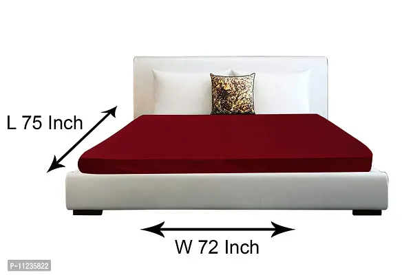 The Furnishing Tree Waterproof Mattress Protector Terry Cotton King Size LxW in Inches 75x72 Maroon-thumb2