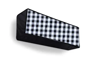 The Furnishing Tree Split AC cover for indoor and outdoor unit of 1.5 ton waterproof and dustproof Black Gingham Check pattern-thumb3