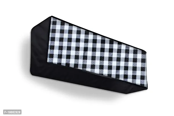 The Furnishing Tree Split AC cover for indoor and outdoor unit of 1.5 ton waterproof and dustproof Black Gingham Check pattern-thumb4