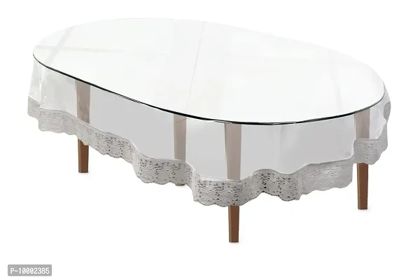 The Furnishing Tree Round Shaped Center Transparent Table Cover WxL 48x48 inches 0.15 mm Thickness with White Lace-thumb3