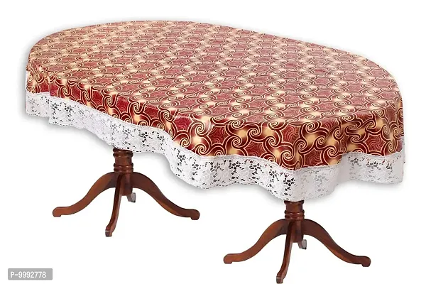 The Furnishing Tree Oval Shaped 4 to 6 Seater Table Cover WxL 54x78 inches with White Border lace