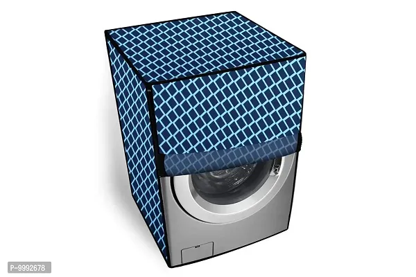 The Furnishing Tree Washer Dryer Cover for Voltas Beko 8 Kg/5kg WWD80S Waterproof Blue Color Check Pattern-thumb0