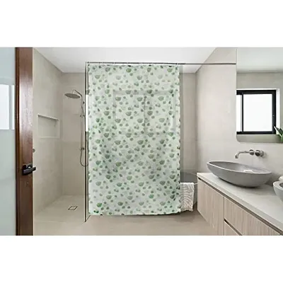 The Furnishing Tree Shower Curtains 7 feet Height 4.5 feet Width Green Color Floral Pattern Set of Two with 16 Hooks