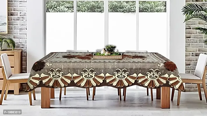 The Furnishing Tree 100 % Cotton Table Cover Floral Pattern for Center Table (40x60 inches) Beige & Coffee Color-thumb2