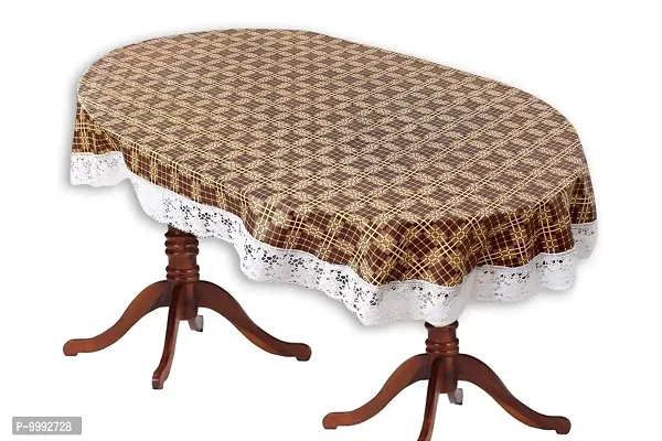 The Furnishing Tree Oval Shaped 4 to 6 Seater Table Cover WxL 54x78 inches with White Border lace