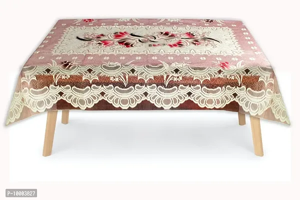 The Furnishing Tree 100 % Cotton Table Cover Lotus Pattern for Center Table (40x60 inches) Red & Black Color-thumb0