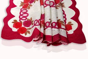 The Furnishing Tree 100 % Cotton Table Cover Floral Pattern for 6 Seater Table (60x90 inches) Red & Pink Color-thumb3