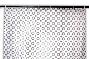 The Furnishing Tree Shower Curtains 7 feet Height 4.5 feet Width Grey Color Geometric Pattern with 8 Hooks-thumb1