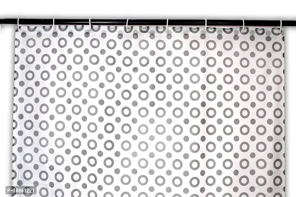The Furnishing Tree Shower Curtains 7 feet Height 4.5 feet Width Grey Color Geometric Pattern with 8 Hooks-thumb2