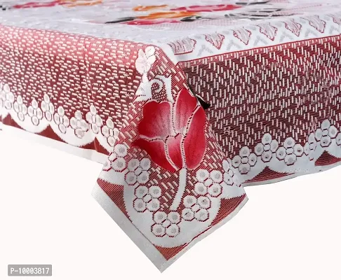 The Furnishing Tree 100 % Cotton Table Cover Floral Pattern for 6 Seater Table (60x90 inches) Red & Orange Color-thumb5